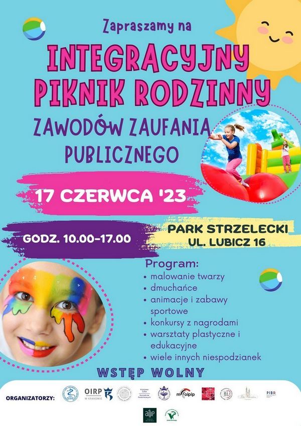 Zapraszamy na Integracyjny Piknik Rodzinny 17 czerwca 2023, Park Strzelecki ul.Lubicz 16, Kraków